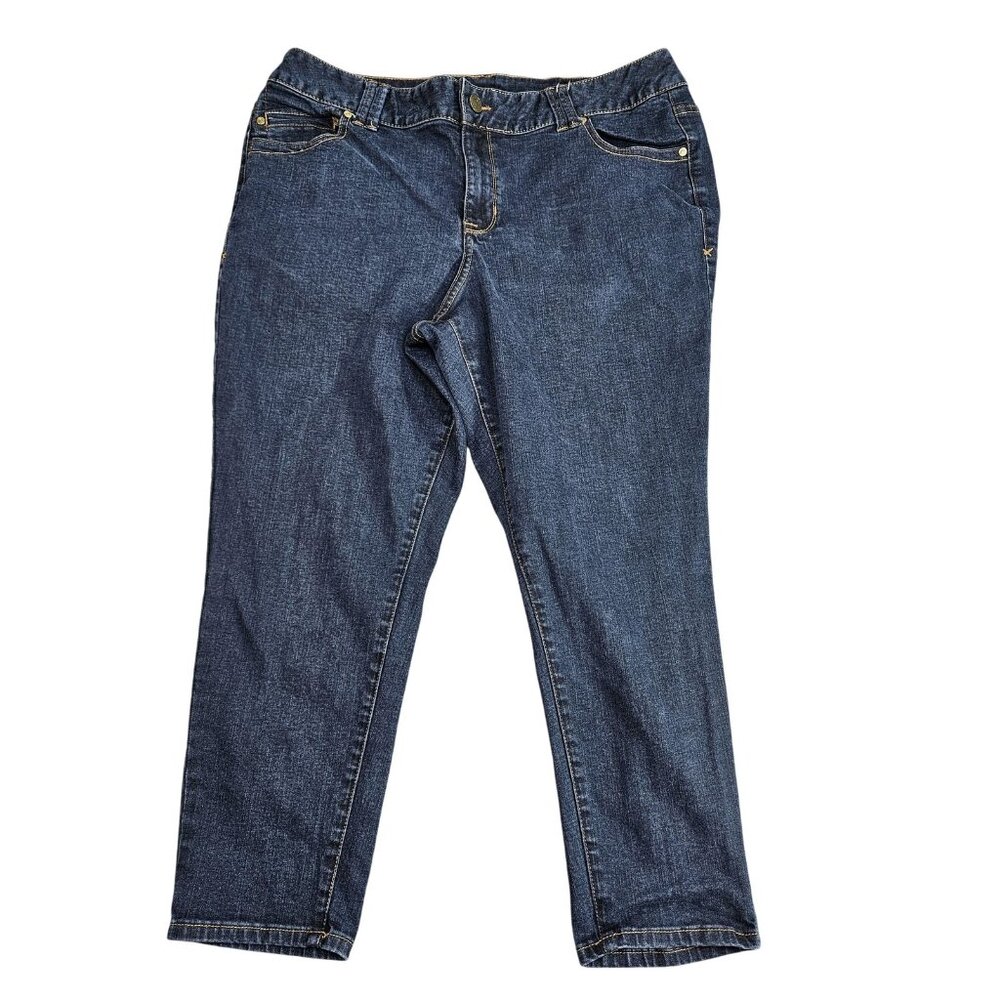 Lane Bryant Genius Fit Skinny Jeans Womens 20 Petite Blue Mid Rise Stretch Denim